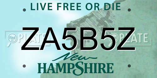 ZA5B5Z New Hampshire License Plate