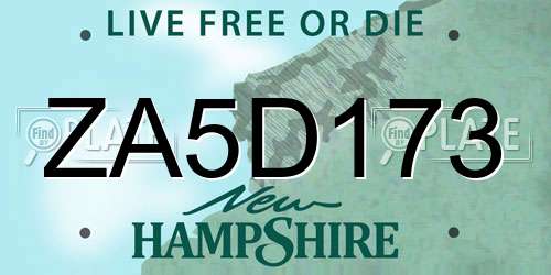 ZA5D173 New Hampshire License Plate