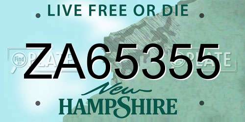 ZA65355 New Hampshire License Plate
