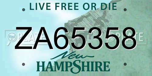ZA65358 New Hampshire License Plate