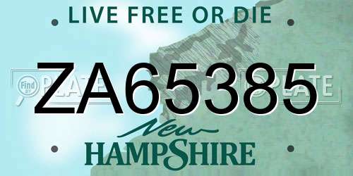 ZA65385 New Hampshire License Plate