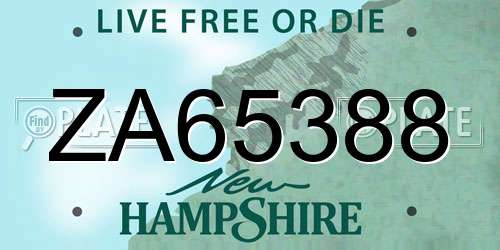 ZA65388 New Hampshire License Plate