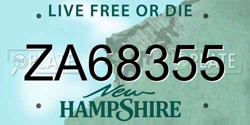 ZA68355 New Hampshire License Plate
