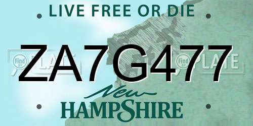 ZA7G477 New Hampshire License Plate