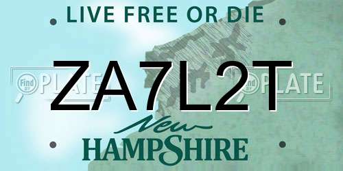 ZA7L2T New Hampshire License Plate