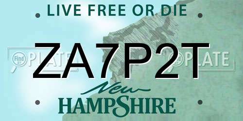 ZA7P2T New Hampshire License Plate