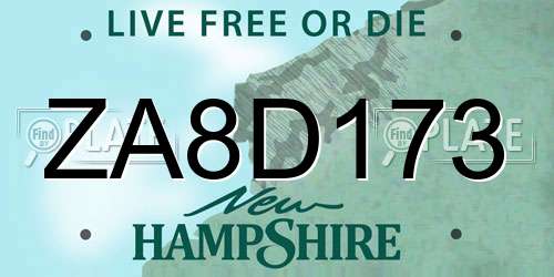 ZA8D173 New Hampshire License Plate