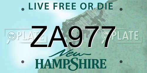 ZA977 New Hampshire License Plate