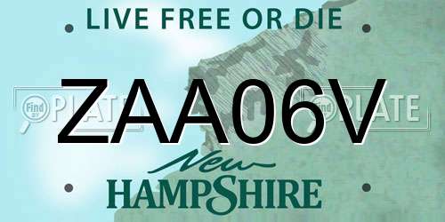ZAA06V New Hampshire License Plate