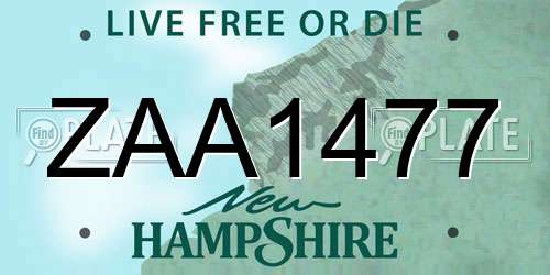 ZAA1477 New Hampshire License Plate