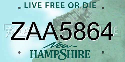 ZAA5864 New Hampshire License Plate