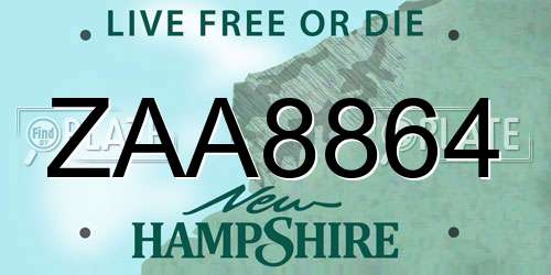ZAA8864 New Hampshire License Plate
