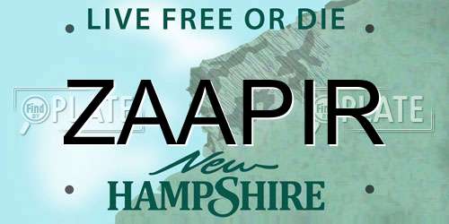 ZAAPIR New Hampshire License Plate