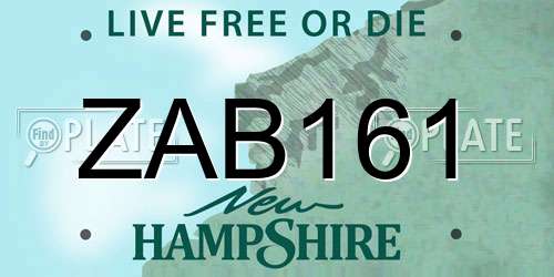 ZAB161 New Hampshire License Plate