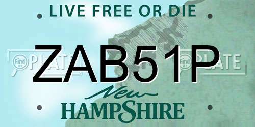 ZAB51P New Hampshire License Plate