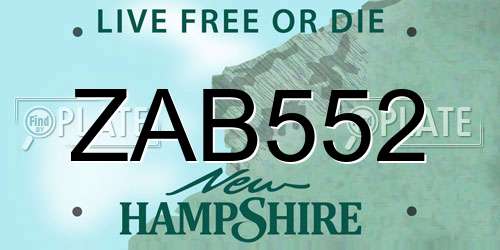 ZAB552 New Hampshire License Plate