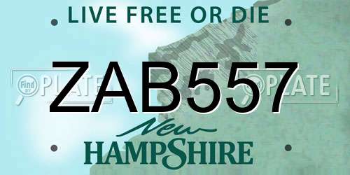 ZAB557 New Hampshire License Plate
