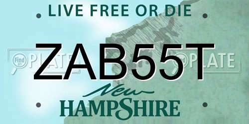 ZAB55T New Hampshire License Plate