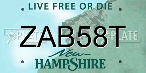 ZAB58T New Hampshire License Plate