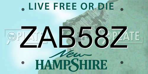 ZAB58Z New Hampshire License Plate