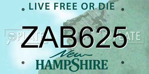 ZAB625 New Hampshire License Plate