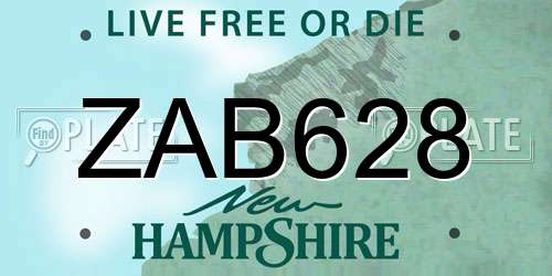 ZAB628 New Hampshire License Plate
