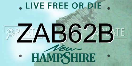 ZAB62B New Hampshire License Plate