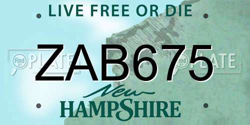 ZAB675 New Hampshire License Plate