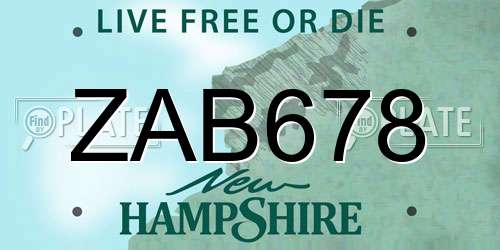 ZAB678 New Hampshire License Plate