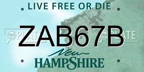 ZAB67B New Hampshire License Plate