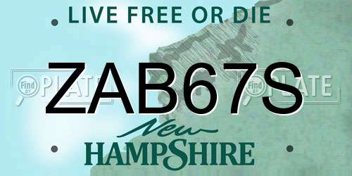 ZAB67S New Hampshire License Plate