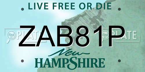 ZAB81P New Hampshire License Plate