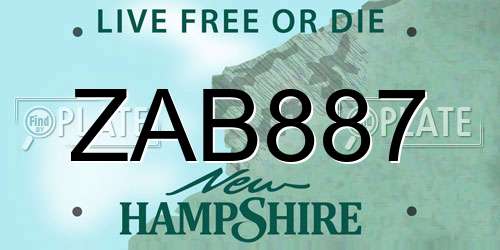 ZAB887 New Hampshire License Plate