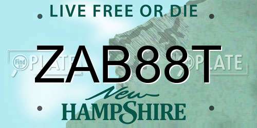 ZAB88T New Hampshire License Plate