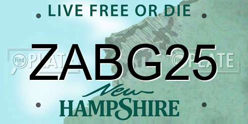 ZABG25 New Hampshire License Plate