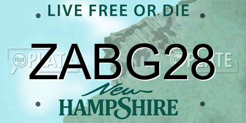 ZABG28 New Hampshire License Plate
