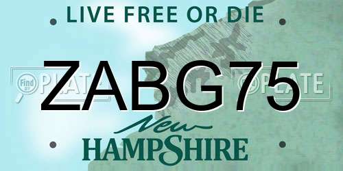 ZABG75 New Hampshire License Plate