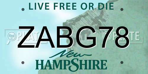 ZABG78 New Hampshire License Plate