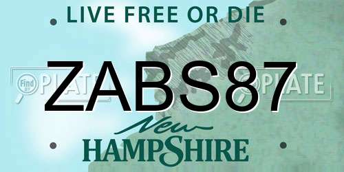 ZABS87 New Hampshire License Plate
