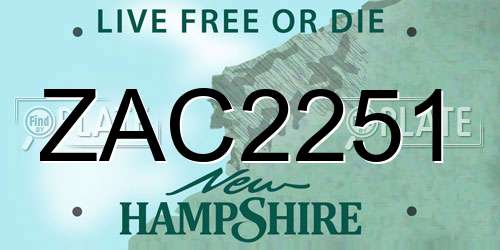 ZAC2251 New Hampshire License Plate
