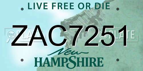 ZAC7251 New Hampshire License Plate