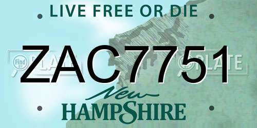 ZAC7751 New Hampshire License Plate