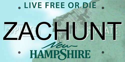 ZACHUNT New Hampshire License Plate