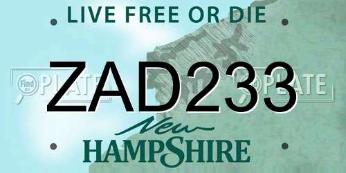 ZAD233 New Hampshire License Plate