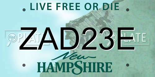 ZAD23E New Hampshire License Plate