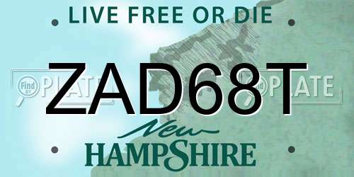 ZAD68T New Hampshire License Plate