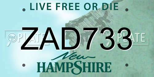 ZAD733 New Hampshire License Plate