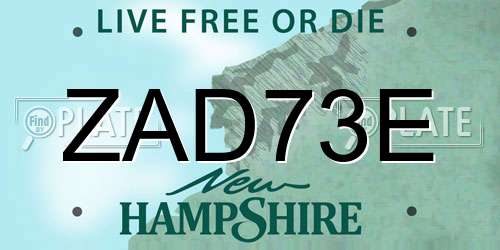 ZAD73E New Hampshire License Plate
