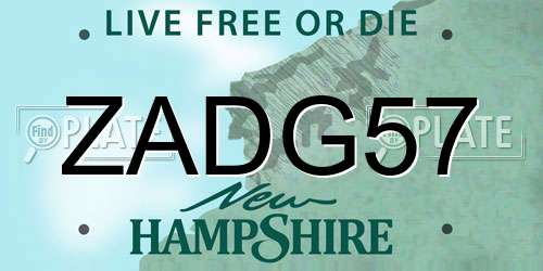 ZADG57 New Hampshire License Plate
