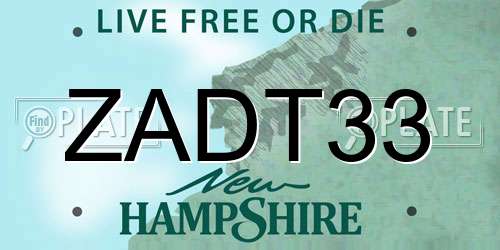 ZADT33 New Hampshire License Plate